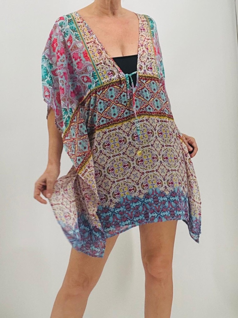 Bleu Rod Beattie La Blanca Boho Abstract Print Cruise Resortwear Caftan Coverup